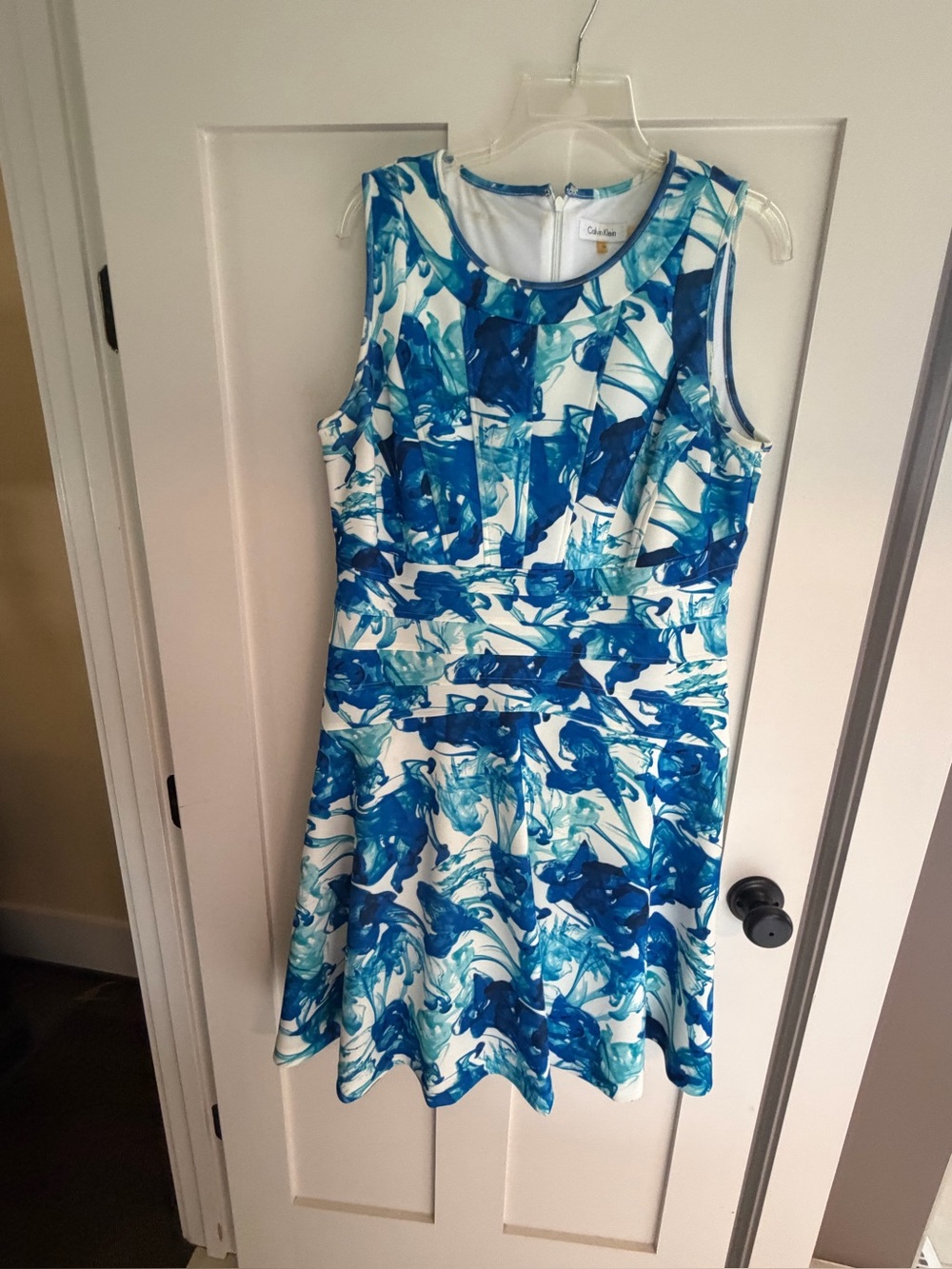 Calvin Klein Blue Floral Fit-and-Flare Dress